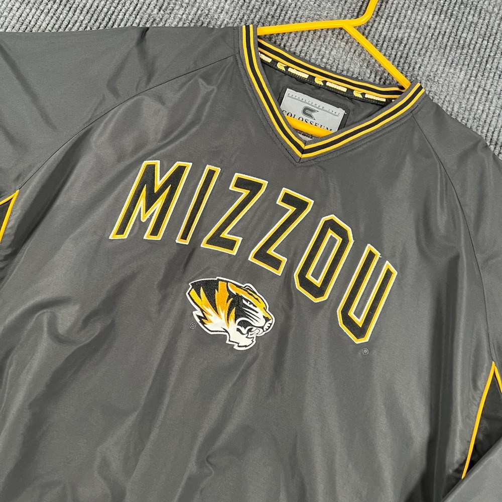 Missouri Tigers Mizzou Windbreaker Jacket Mens XL Extra Large Black Long Sleeve